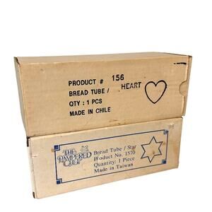 Pampered Chef Bread Tube New in Box Star Heart Discontinued Set of 2 Vintage